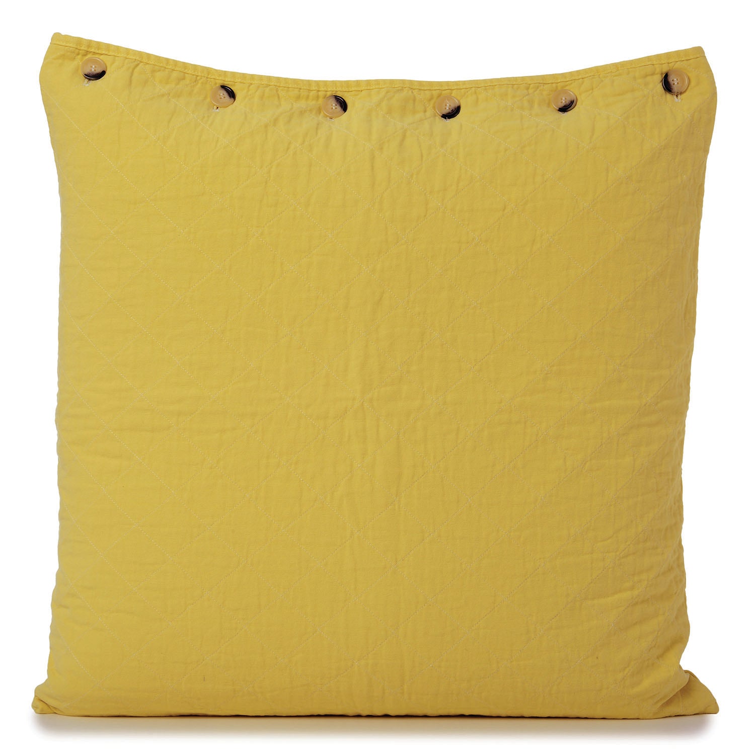 Lemon Yellow Quilted Pillow Sham Cover