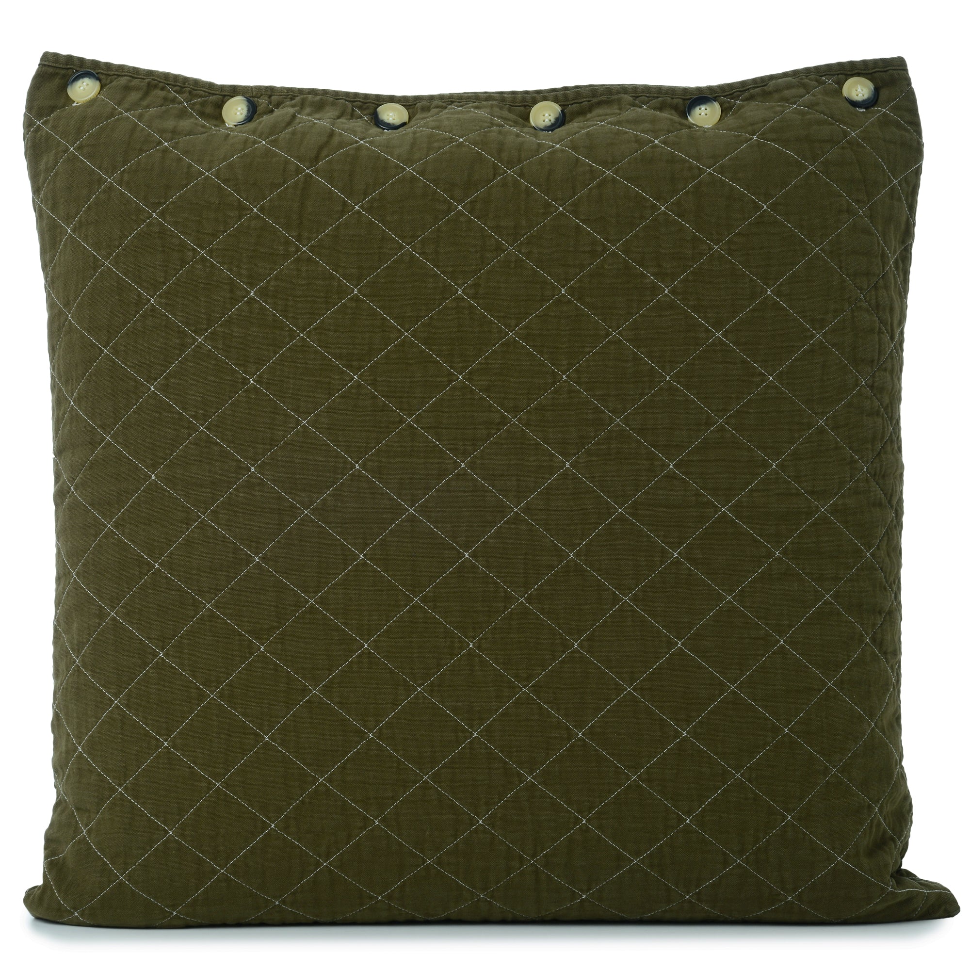 Olive Green Quilted Pillow Sham Cover