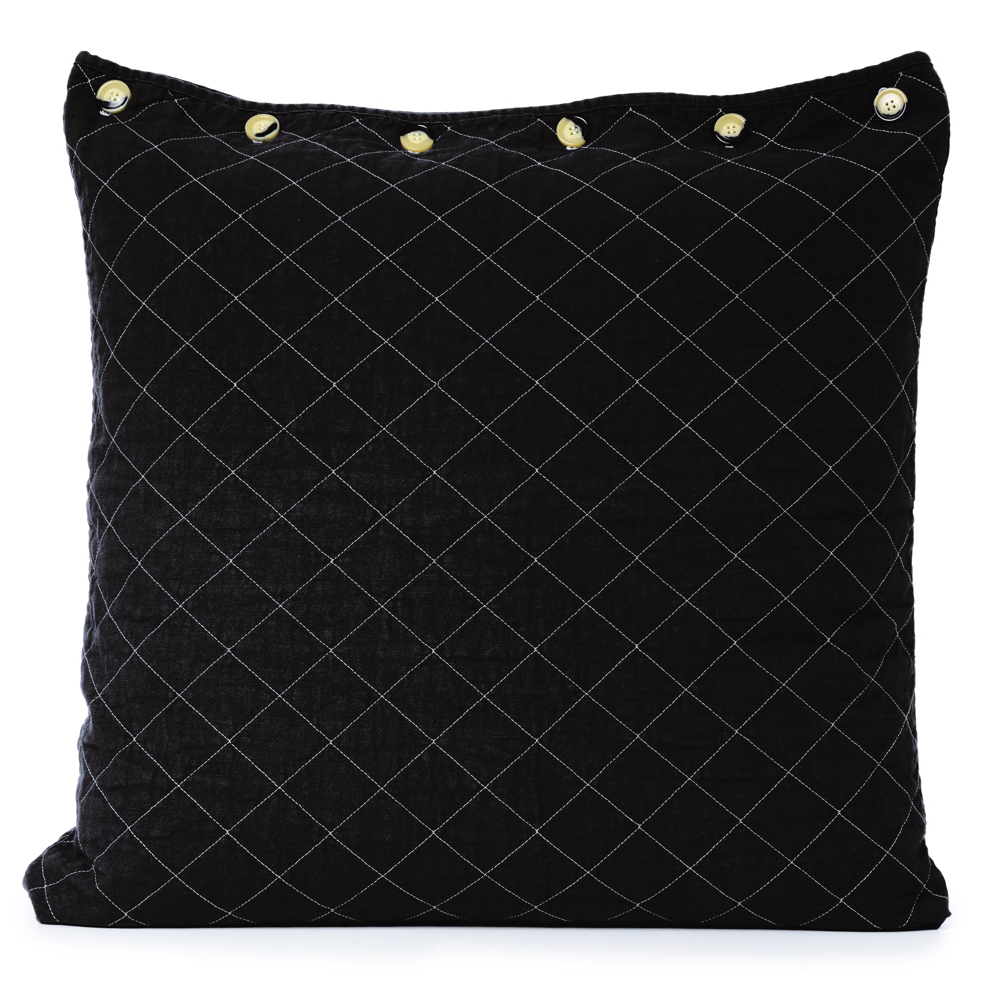 Solid Black Quilted Pillow Sham Cover
