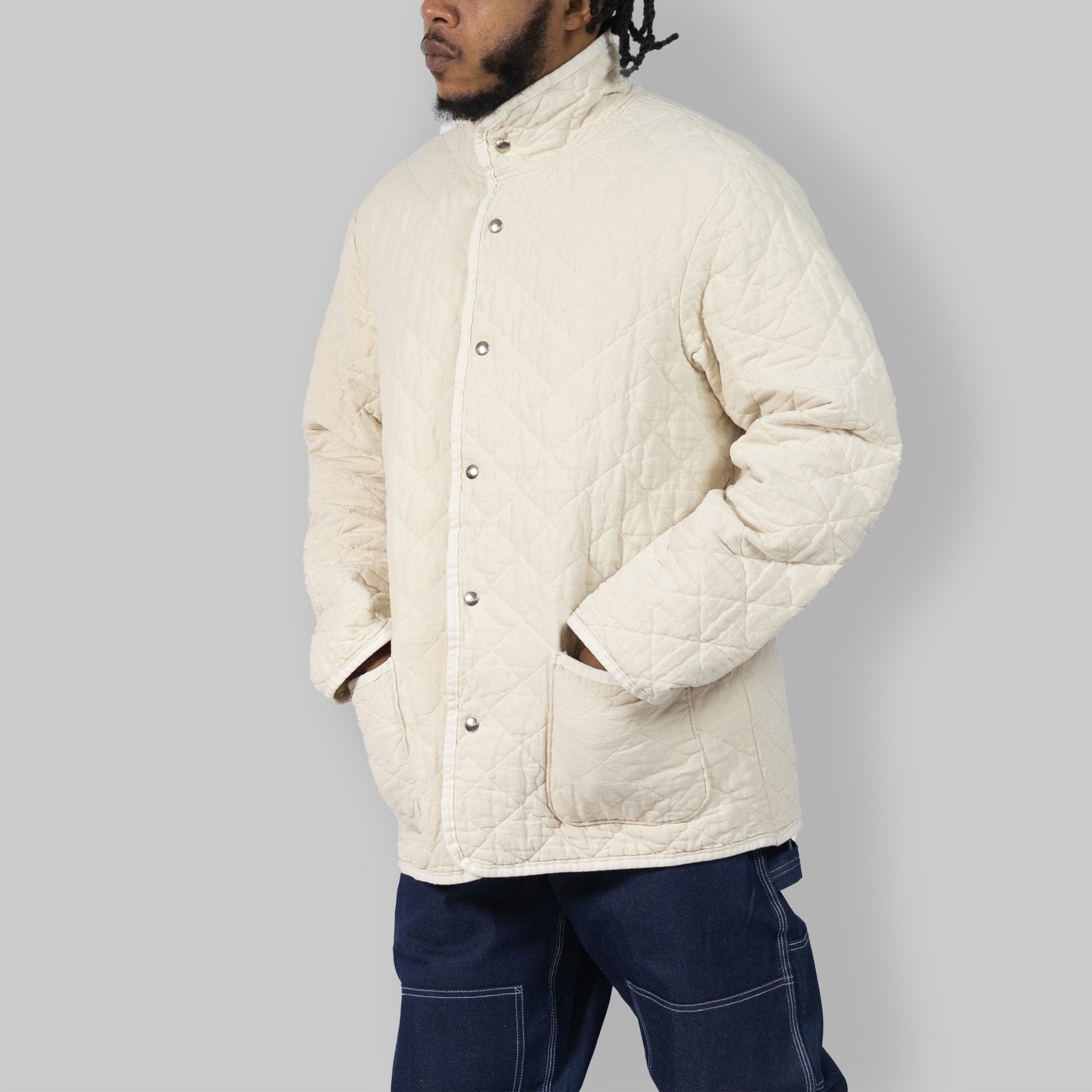 Utility canvas quilted snap jacket discount