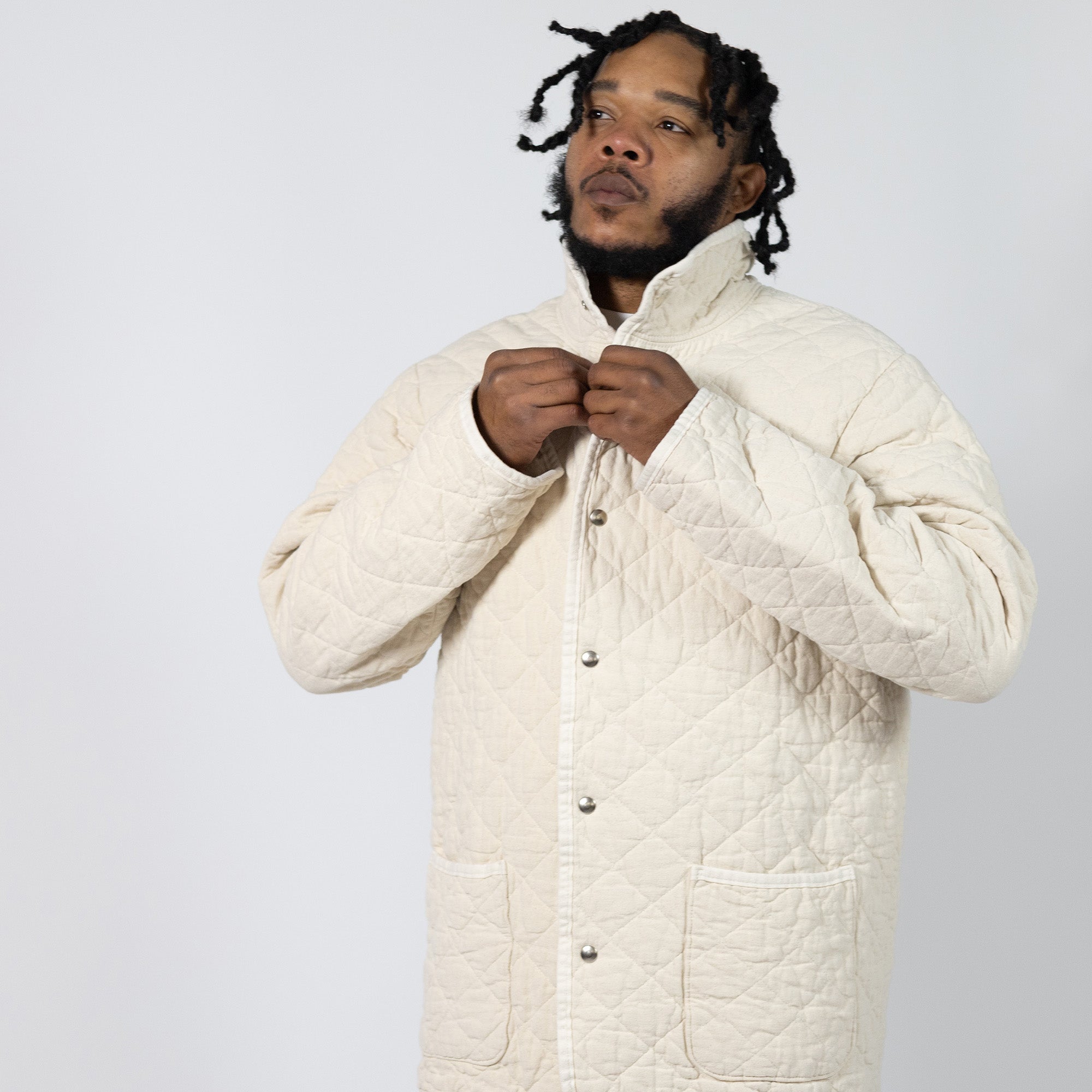 Cream quilted coat online