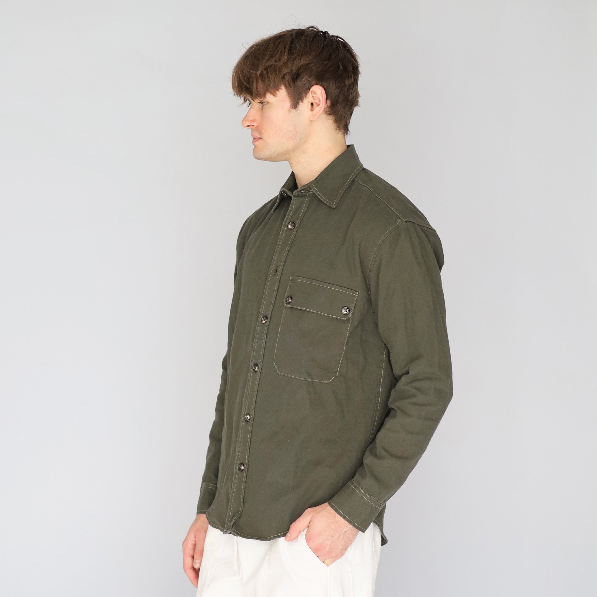 Dubinik® Heren Korte Mouw Button Down Shirts Twee Pocket Vintage Mens Werk Shirt Katoen Heren Shirts Casual met Stretch, Donkere Kaki, XL Dubinik® Heren Korte Mouw Button Down Shirts Twee Pocket Vintage Mens Werk Shirt Katoen Heren Shirts Casual met Stretch, Donkere Kaki, XL
