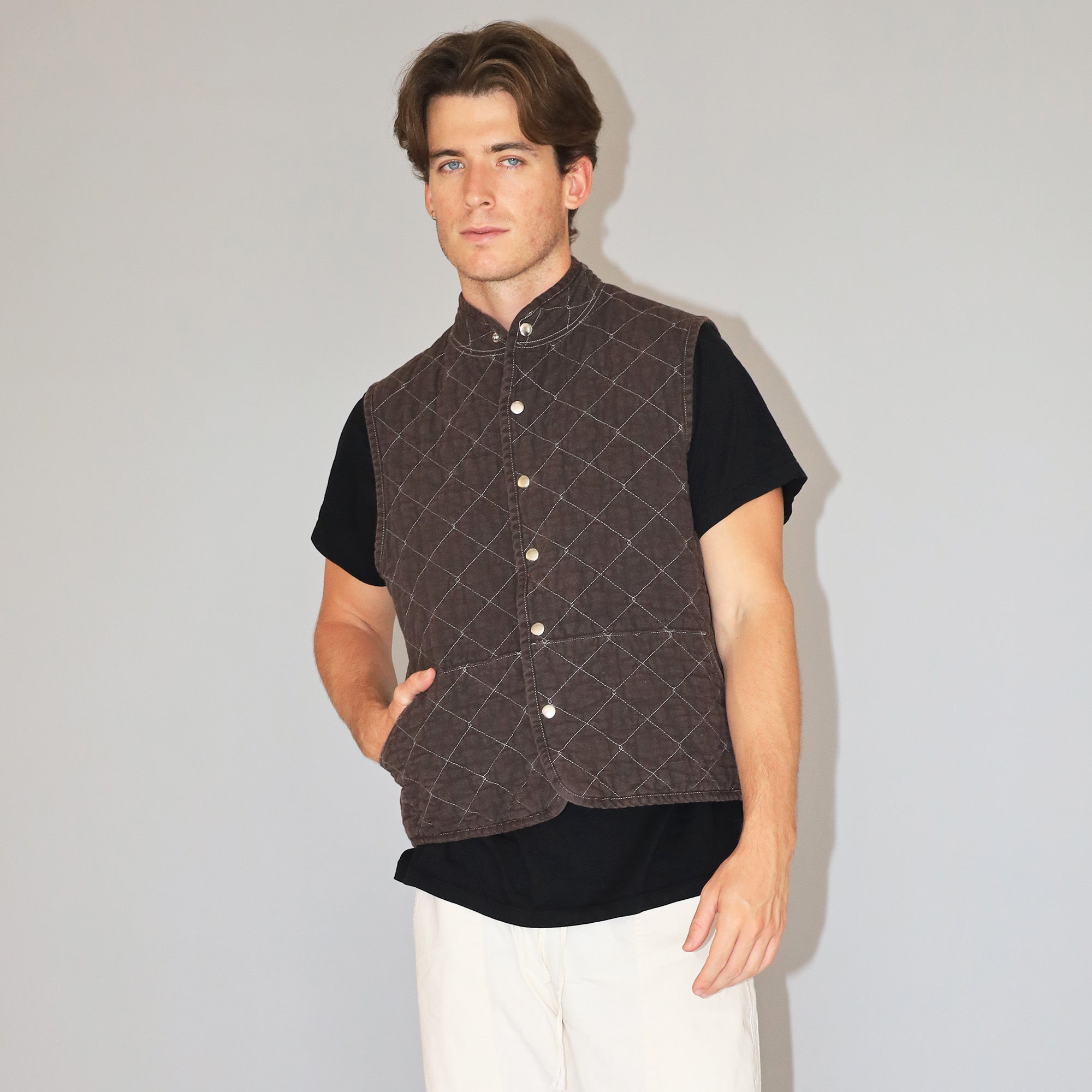 トップス MASU JACQUARD NATIVE FLEECE SNAP VEST 48 MASU JACQUARD NATIVE FLEECE SNAP VEST 48