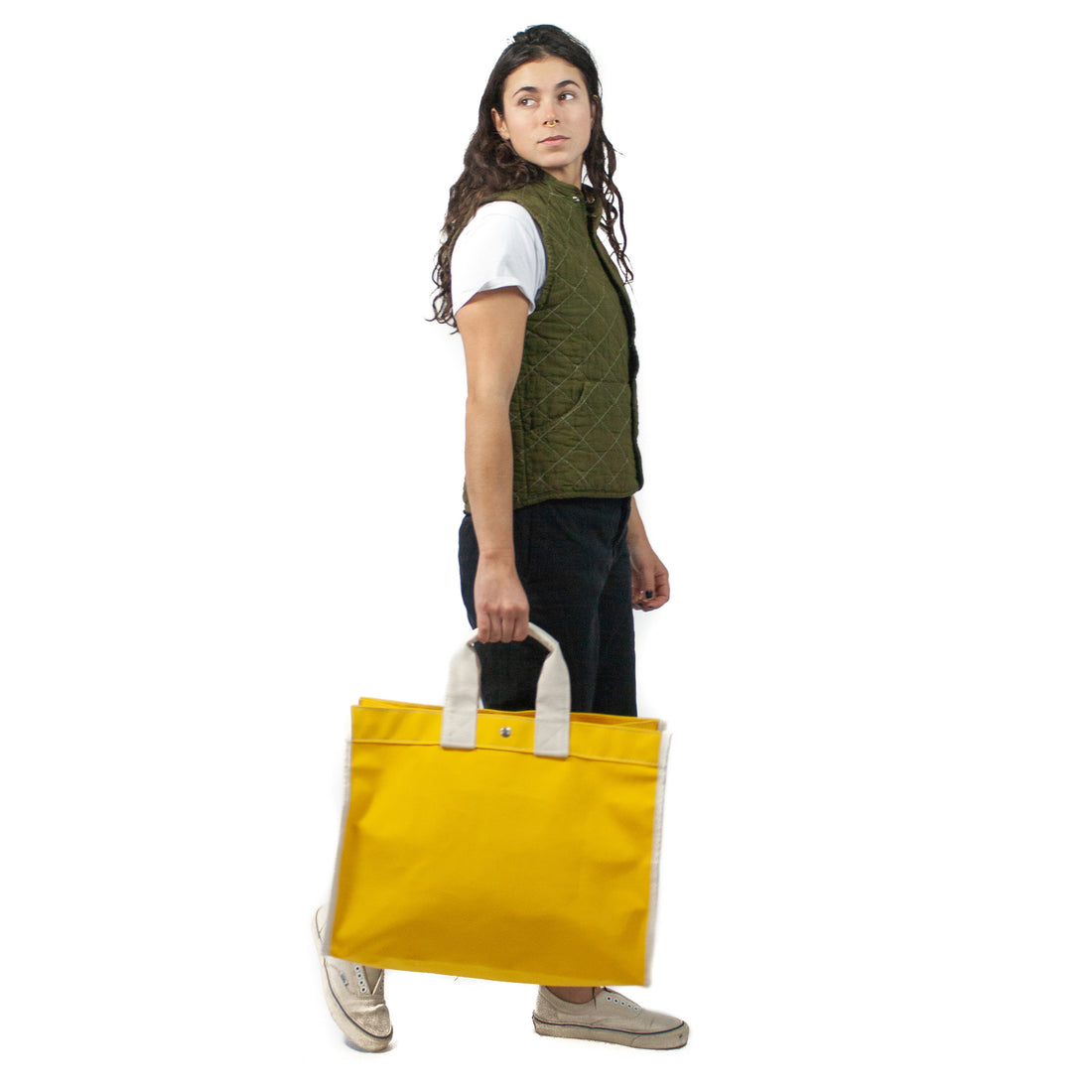 Leather and canvas tote bag LC-S Arch - Shop braveryfield Handbags